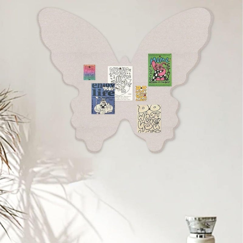 werdecade 4Pcs Pin Board Butterfly Cork Board 16x19 Inch Foldable Butterfly Wings Felt Bulletin Boards 3D Butterflies Wall Decoration Corkboard for Bedroom School Office Home Decor (Khaki) - Image 5